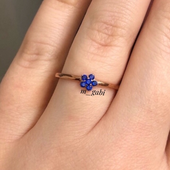 💍925 Sterling silver rose gold blue crystal ring - Picture 4 of 4